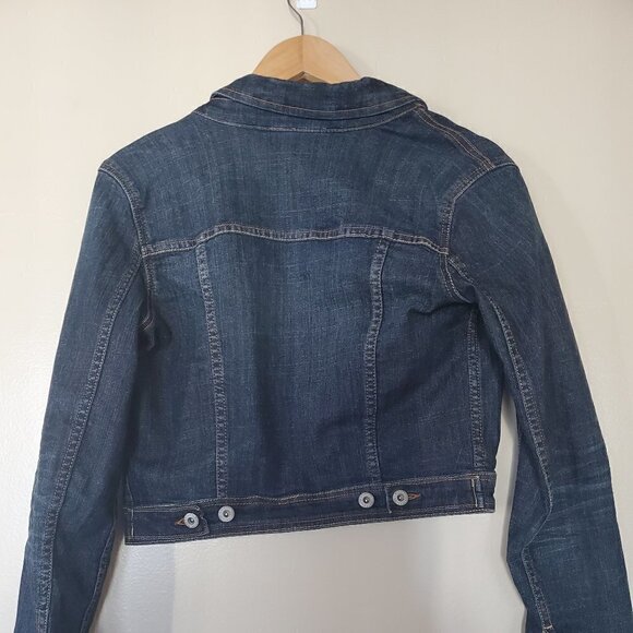 Arizona Jeans Dark Wash Juniors Crop Jean Jacket - Picture 5 of 6